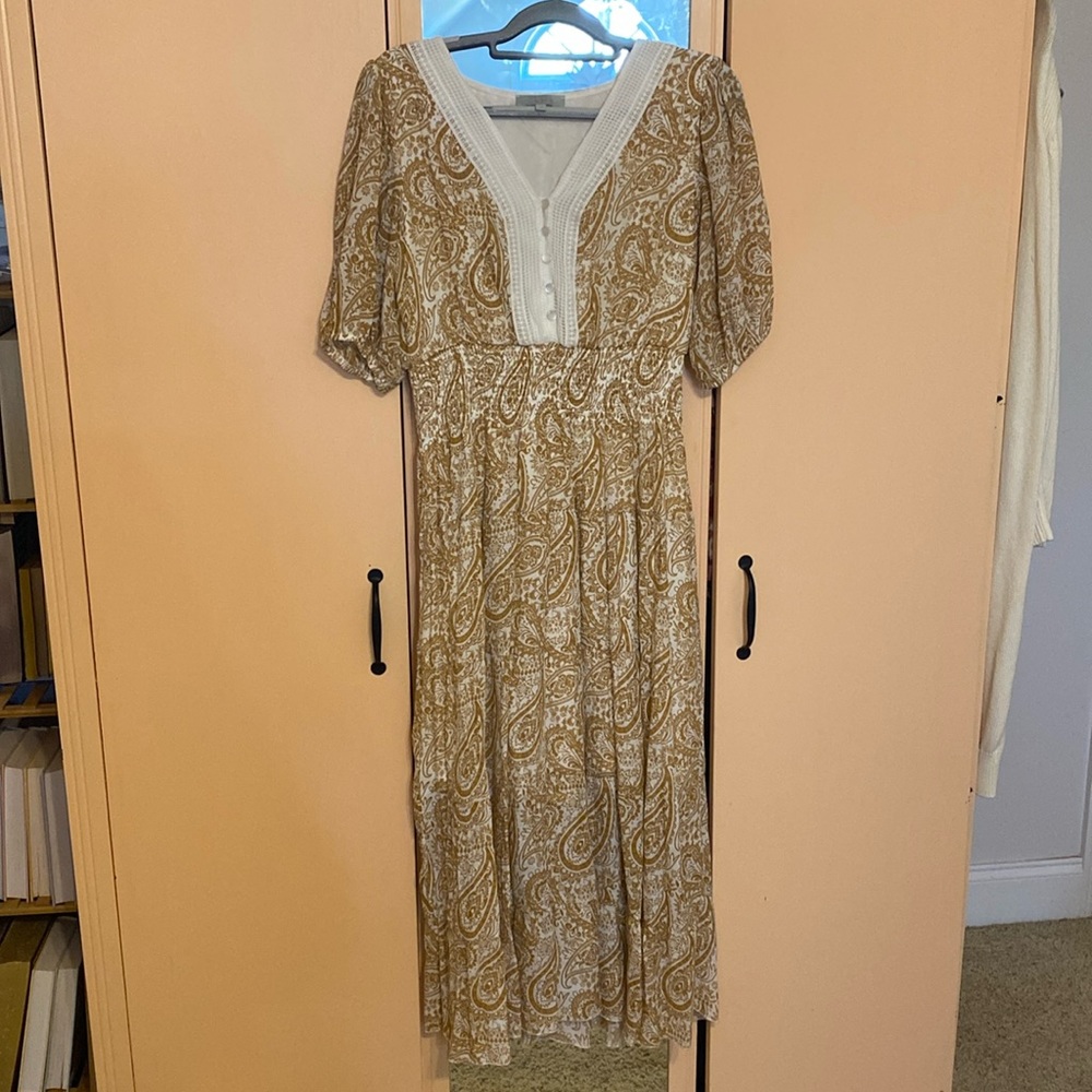 White and tan mixi dress